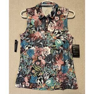 NWT Nike Dri-FIT Womens Small Sleeveless Polo Floral Print Golf Pickleball